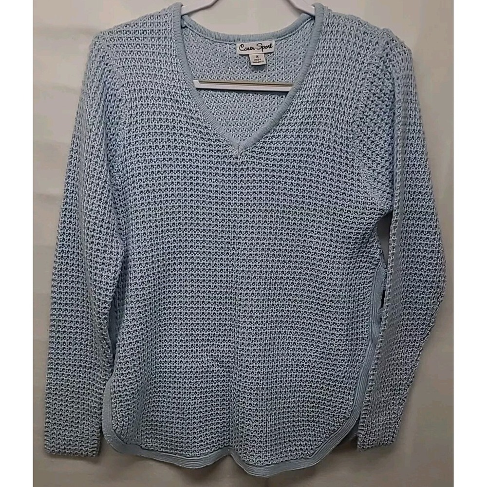 Womens Pullover Knit Sweater Baby Blue ‎ 1X